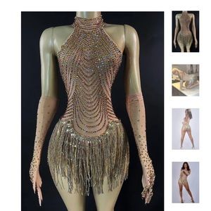 Body Suit - Material-Stretchy Mesh, Rhinestone